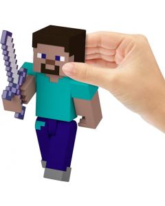 Mattel Minecraft Vanilla Figura de Acción Steve de 3.25" para niños de 6 años en adelante