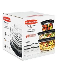 Rubbermaid Premier Crystal Clear Stain Resistant 20 Piece Set Grey Lids
